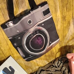 Amazon Black and Gray Camera Print Tote Bag